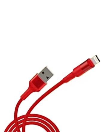  Usb Кабель-зарядка Lightning Hoco X26 Xpress 2.4A 1м в тканевой оплётке красный