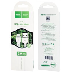 Usb Кабель-зарядка Micro Hoco X20 Flash 2.4A 2м силиконовый белый