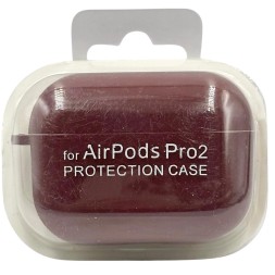 Силиконовый чехол для AirPods Pro 2 c карабином бордовый