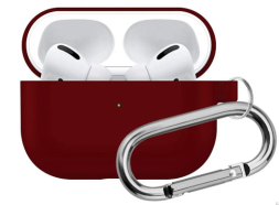 Силиконовый чехол для AirPods Pro 2 c карабином бордовый