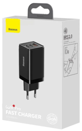  Сетевое зар. устр. Baseus GaN3 Pro Fast Charger 1USB+2C 65W (CCGP050101) черное