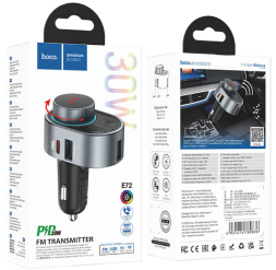 Автомобильное заряд. устр. Hoco E72 2USB 1C + FM-трансмиттер черное