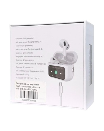  Беспроводные наушники TWS с дисплеем Earphone Y16 BT5.3/4ч/ANC/ENC белые