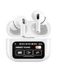 Беспроводные наушники TWS с дисплеем Earphone Y16 BT5.3/4ч/ANC/ENC белые