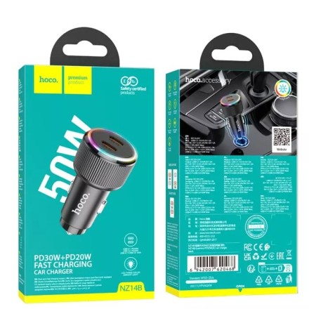  Автомобильное заряд. устр. Hoco NZ14B 2C 50W черный