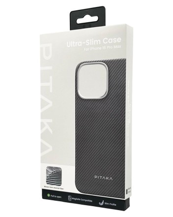  Накладка для i-Phone 16 Pro Max 6.9&quot; Pitaka Ultra Slim case черно-серая