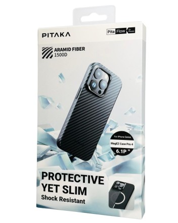  Накладка для i-Phone 15 Pro 6.1&quot; Pitaka MagEZ Case Pro 4 Protective Yet Slim черно-серый, кевлар