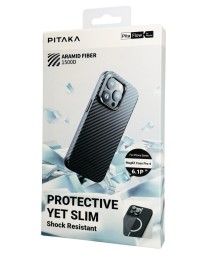 Накладка для i-Phone 15 Pro 6.1&quot; Pitaka MagEZ Case Pro 4 Protective Yet Slim черно-серый, кевлар