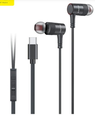  Стереонаушники Awei PC-9T с микрофоном Type-C 1.2м черные