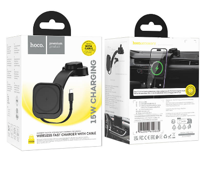  Держатель c беспроводной зарядкой на торпеду Hoco HW24 15W магнитный черный
