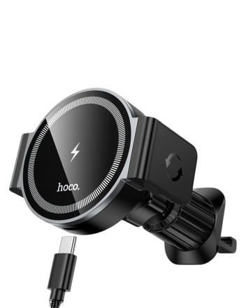  Держатель c беспроводной зарядкой в воздуховод Hoco HW35 15W магнитный черный