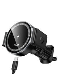 Держатель c беспроводной зарядкой в воздуховод Hoco HW35 15W магнитный черный