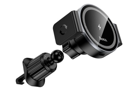  Держатель c беспроводной зарядкой в воздуховод Hoco HW35 15W магнитный черный