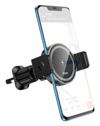  Держатель c беспроводной зарядкой в воздуховод Hoco HW35 15W магнитный черный