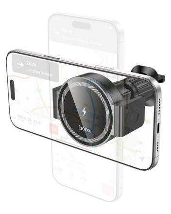  Держатель c беспроводной зарядкой в воздуховод Hoco HW35 15W магнитный черный