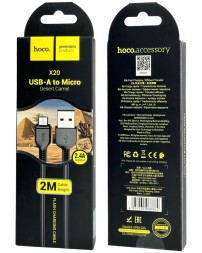 Usb Кабель-зарядка Micro Hoco X20 Flash 2м силиконовый чёрный