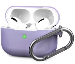 Силиконовый чехол для AirPods Pro 2 c карабином лаванда