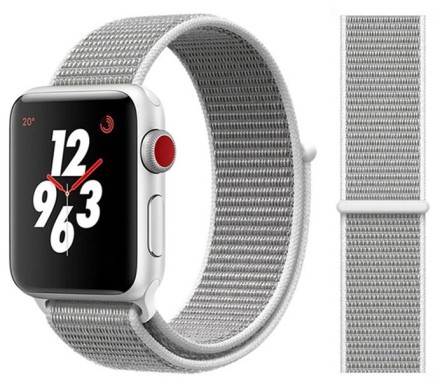  Сменный браслет для Apple Watch 38-40mm ткань липучка серый