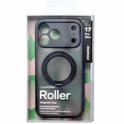 Накладка для i-Phone 17 Pro Max Momax Roller Magsafe с подставкой черный