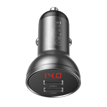  Автомобильное заряд. устр. Baseus Digital Display 2USB 2.4A 24W CCBX-0G черное