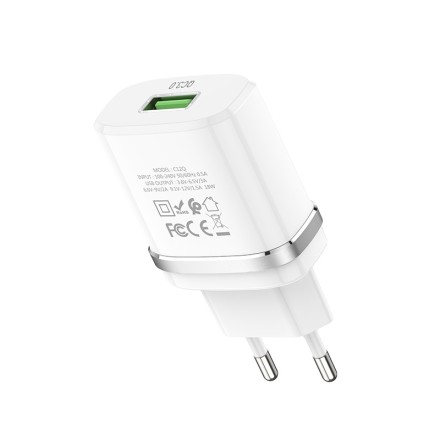  Сетевое зар. устр. Hoco C12Q 1USB QC3.0 2.4A белое