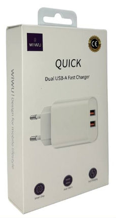  Сетевое зар. устр. WIWU Quick 2USB 2.1A Wi-U003 белое