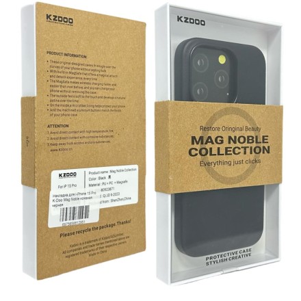  Накладка для i-Phone 15 Pro K-Doo Mag Noble кожаная черная