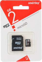 micro SD карта памяти Smartbuy 2 GB (с адаптером SD)