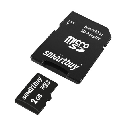  micro SD карта памяти Smartbuy 2 GB (с адаптером SD)