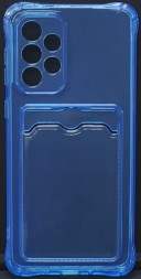 Чехол-накладка силикон с карманом под карту Samsung Galaxy A53 5G прозрачная синяя