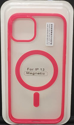 Накладка для i-Phone 13 6.1&quot; Magsafe силикон прозрачный бока красные