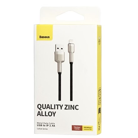  Usb Кабель-зарядка Lightning Baseus Cafule 25см (CALJK-01) 2.4A черный