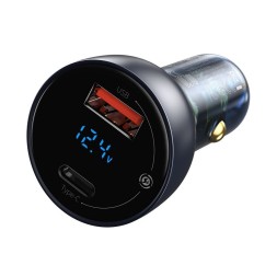 Автомобильное заряд. устр. Baseus 1USB/1C 65W с каб. Type-C (TZCCKX-0G) темно-серое