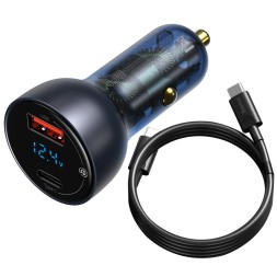 Автомобильное заряд. устр. Baseus 1USB/1C 65W с каб. Type-C (TZCCKX-0G) темно-серое
