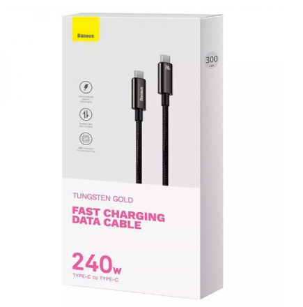  Кабель-зарядка Type-C на Type-C Baseus Tungsten 240W 3м (CAWJ040201) черный