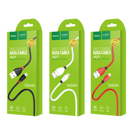  Usb Кабель-зарядка Lightning Hoco X27 Excellent Charge 2.4A 1.2м силиконовый чёрный