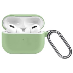 Силиконовый чехол для AirPods Pro 2 c карабином бледно- зелёный