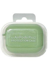 Силиконовый чехол для AirPods Pro 2 c карабином бледно- зелёный