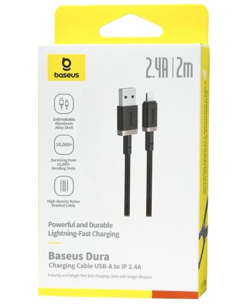  Usb Кабель-зарядка Lightning Baseus Dura Series 2.4A 2м (P10377801U01-02) черно-золотистый