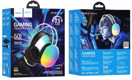  Стереонаушники полноразмерные Hoco W109 Plus Rich Gaming с микрофоном черные