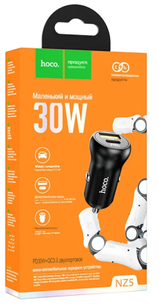  Автомобильное заряд. устр. Hoco NZ5 1USB/1USB-C 5А QC3.0 30W черное