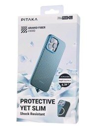 Накладка для i-Phone 15 Pro Max 6.7" Pitaka MagEZ Case Pro 4 1500D, синий, кевлар(арамид)
