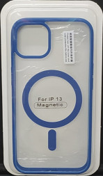 Накладка для i-Phone 13 6.1&quot; Magsafe силикон прозрачный бока синие