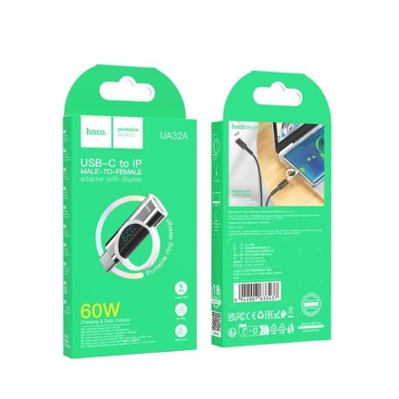  Переходник Hoco UA32A Type-C (папа) на Lightning (мама) серебристый