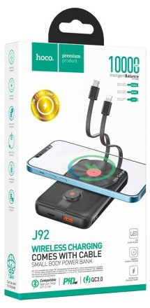  Powerbank с беспроводной зарядкой MagSafe Hoco J92 10000mAh Type-C черный