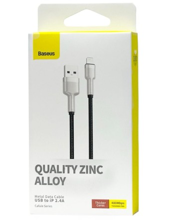  Usb Кабель-зарядка Lightning Baseus Cafule Metal 1м (CALJK-A01) 2.4A черный