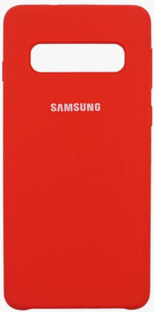  Накладка для Samsung Galaxy S10 Plus Silicone cover без логотипа красная