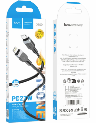 Usb Кабель-зарядка Type-C на Lightning Hoco X109 27W 1м силиконовый черный