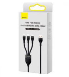 Usb Кабель-зарядка Micro+Lightning+Type-C Baseus Flash 100W 1.2м (CASS030001) черный