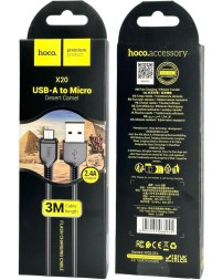 Usb Кабель-зарядка Micro Hoco X20 Flash 3м силиконовый чёрный